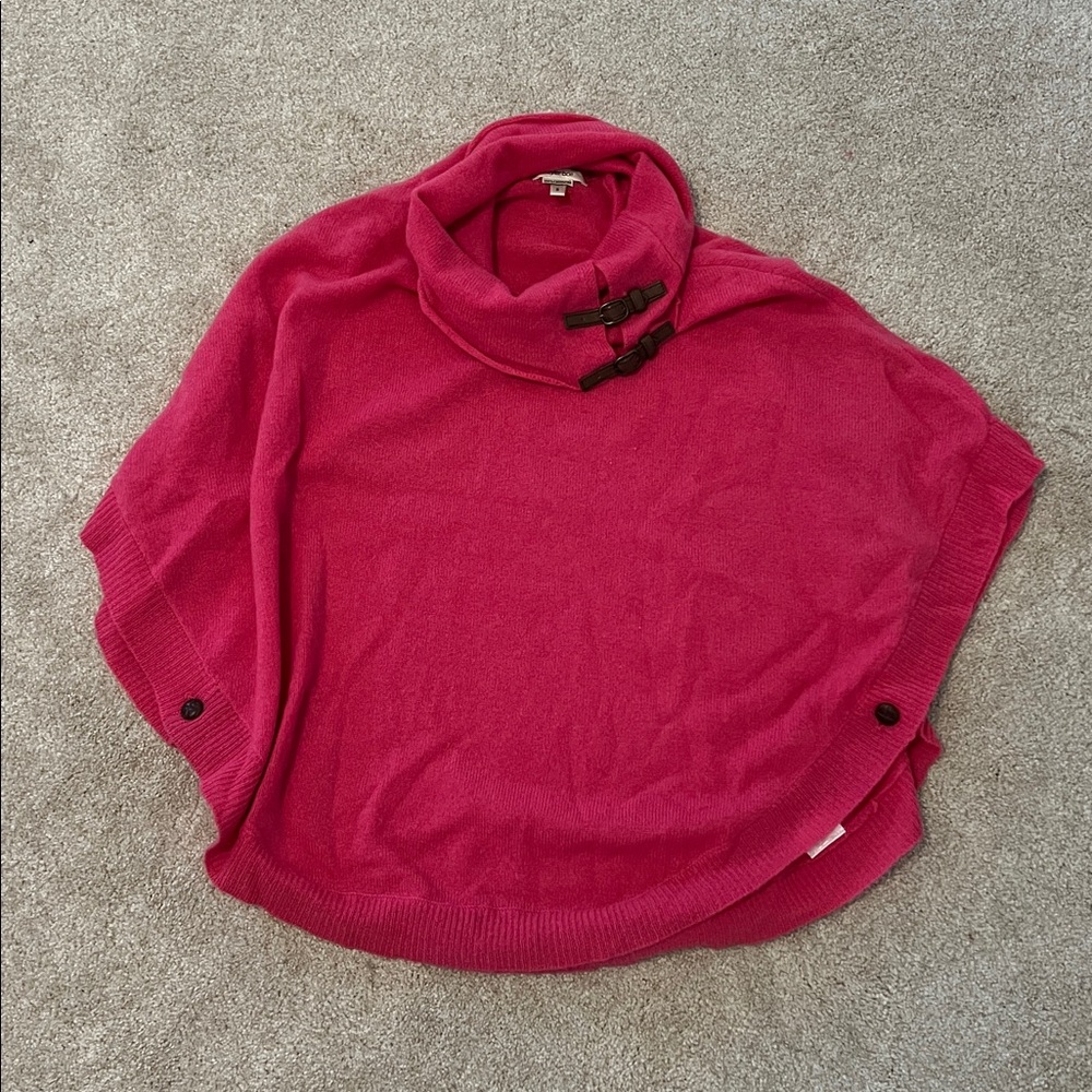 tyler boe cashmere poncho sweater hot pink brown buckles bright pink spring böe